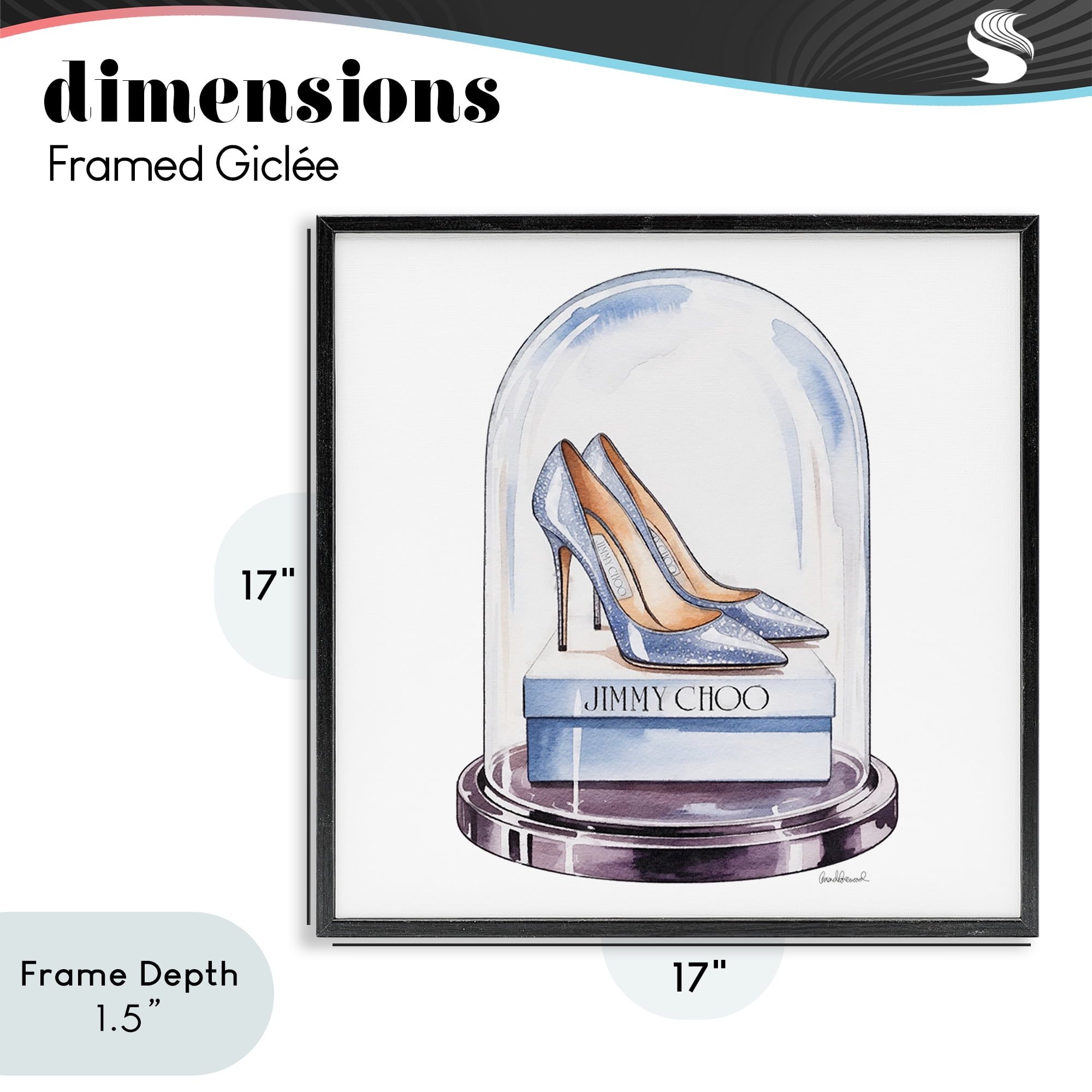 Stupell Industries Elegant Shoes in Bell Jar Black Framed Giclee Art, design by Amanda Greenwood