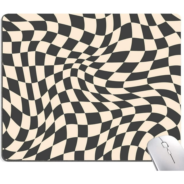 Black & Cream Checkered Square Mouse Pad Waterproof NonSlip Rubber Base Mousepad for Computer Classic Design for a Professional Look