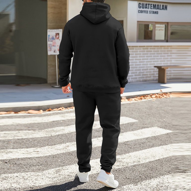 HXWCHs Men's Solid Hoodie Set - Fashion Casual Sweatpants, Sports