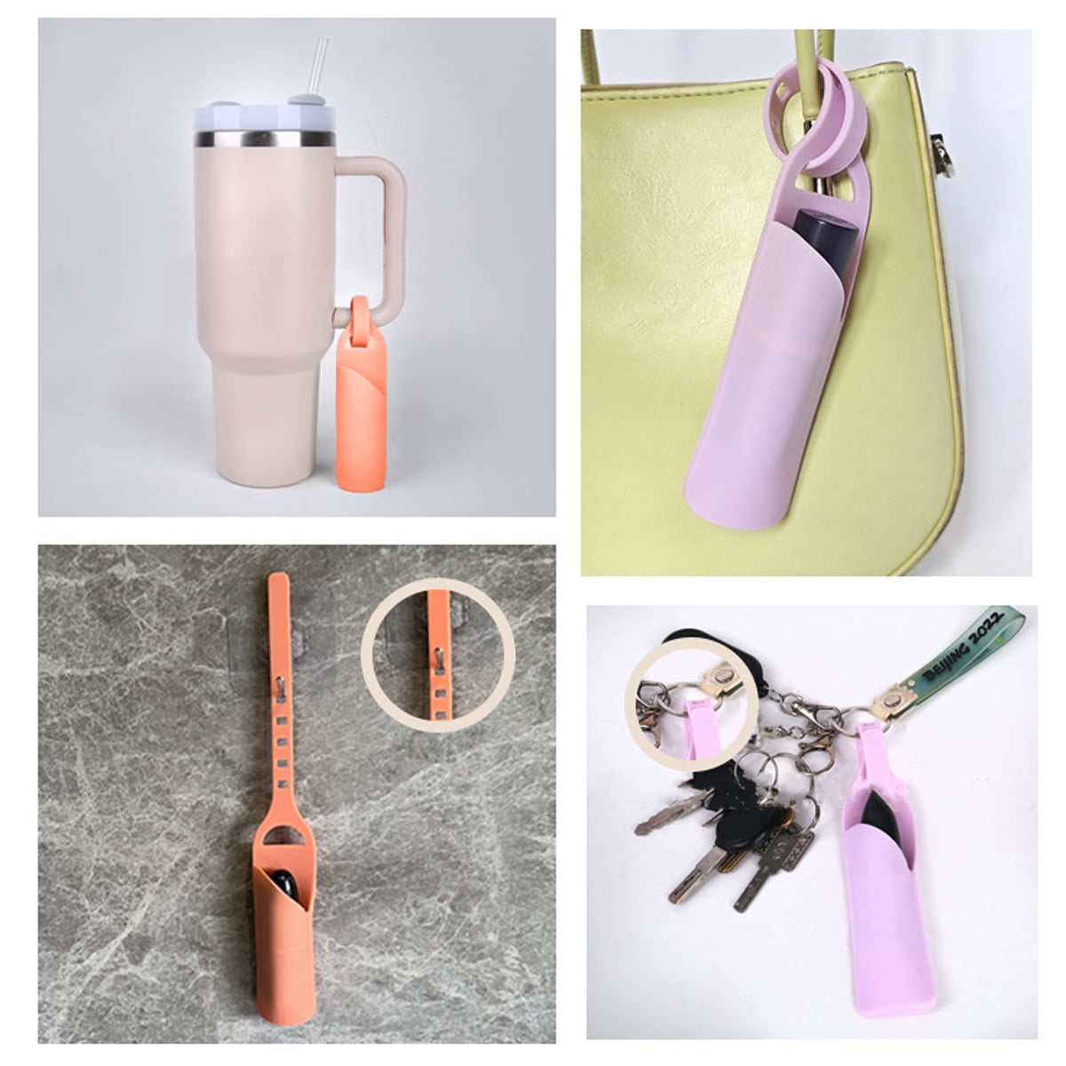 Chapstick Holder 2PCS Lipstick Holder Keychain Lipstick Sleeve Pouch Lip  Balm Holder Elastic Lipstick Bag for Keychain with Hook - Main Image