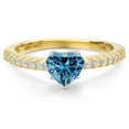 thumbnail image 3 of Gem Stone King 14K Two Tone Gold Persian Blue Moissanite and Lab Grown Diamond Engagement Ring for Women | 1.23 Cttw | Heart Shape 6.5MM | Gemstone Birthstone | Size 5, 3 of 6