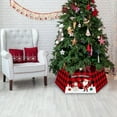 thumbnail image 4 of Christmas Tree Ring, Christmas Tree Collar Foldable Basket Square Base Durable Fabric with Printed Santa, Tree Skirt Stand for Christmas Tree Decorations (Type C), 4 of 7