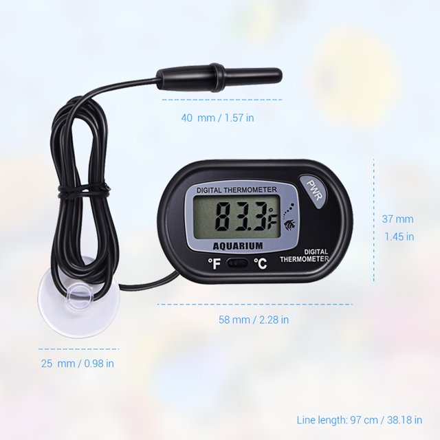 Termómetro digital LCD para acuario con ventosa, temperatura del terrario del tanque de peces para peces y reptiles