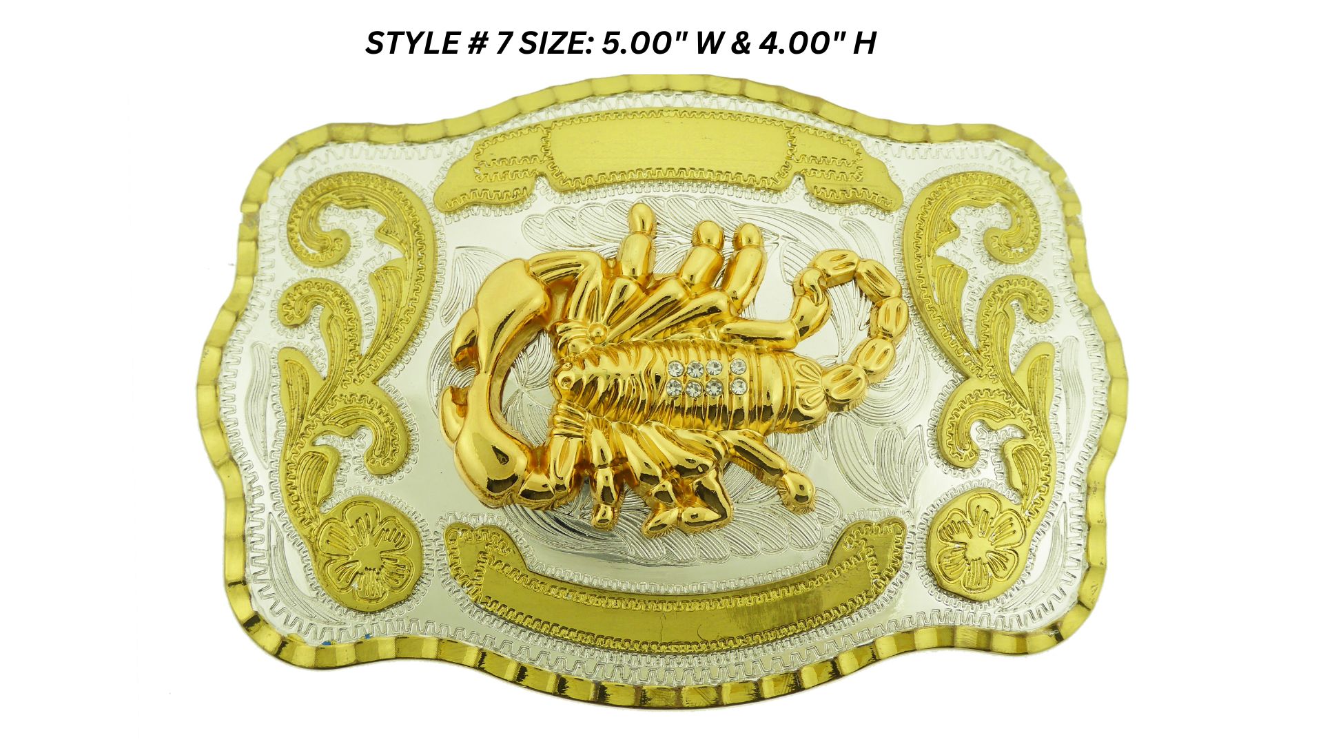 Fibbia Cintura Western Unisex In Metallo Color Oro Con Scorpione - Stile Cowboy E Cowgirl Rodeo