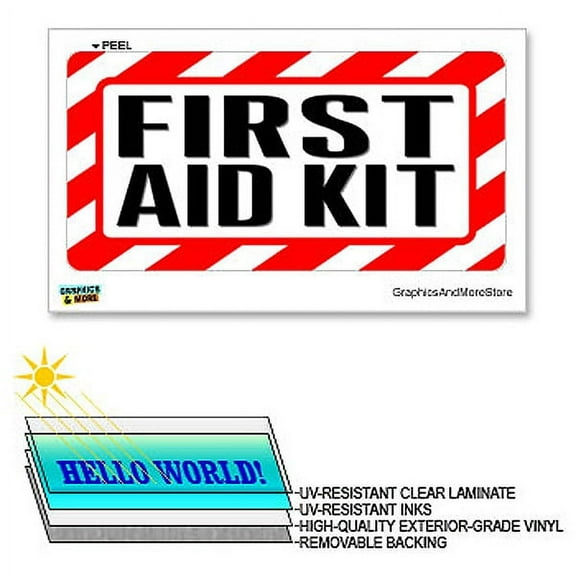 First Aid Kit - 12 in x 6 in - Laminated Sign Alert Warning Business Store Sticker