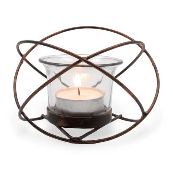 Hosley Bulk Buy Set of 6 Metal & Glass Tea Light Candle Holders for Home Decor, Lighting, Wedding, Parties, Gifting, LED Tea Light Gardens