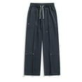 thumbnail image 2 of Men's Pants Fashion Loose Large Size Straight Full Length Pant Solid Vintage Drape Wide Leg Pocket Drawstring Trousers, 2 of 4