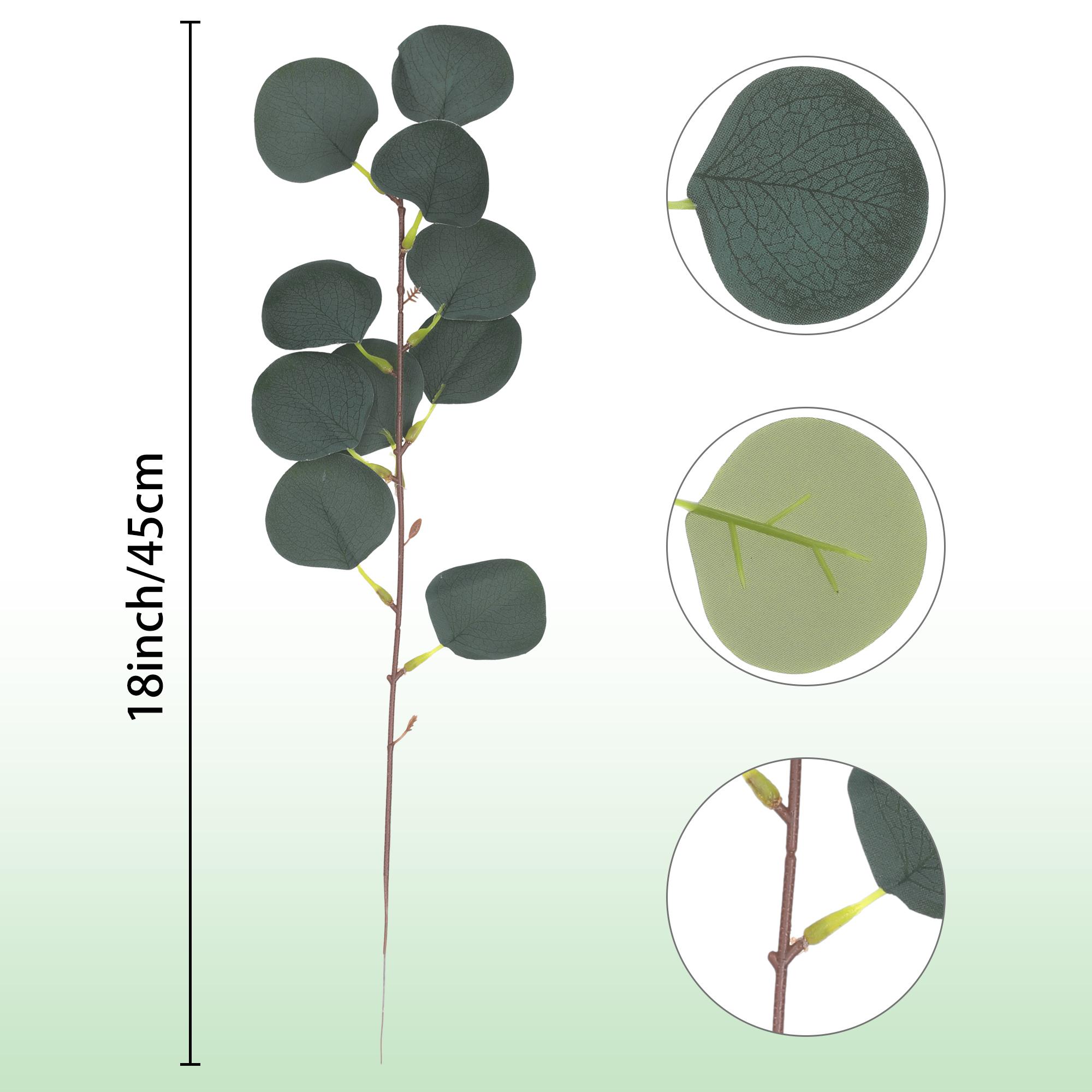 Unique Bargains 30 Pack Artificial Green Leaves Faux Bulk Greenery Stems Green Eucalyptus Stems 18"