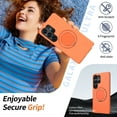 thumbnail image 3 of for Samsung Galaxy A05s Case, PC + TPU Phone Cover, Compatible with MagSafe, Rotating Ring Kickstand, Ultra Slim Drop Protective Skin-Friendly Anti-Scratch Protective Phone Cover, Orange, 3 of 7