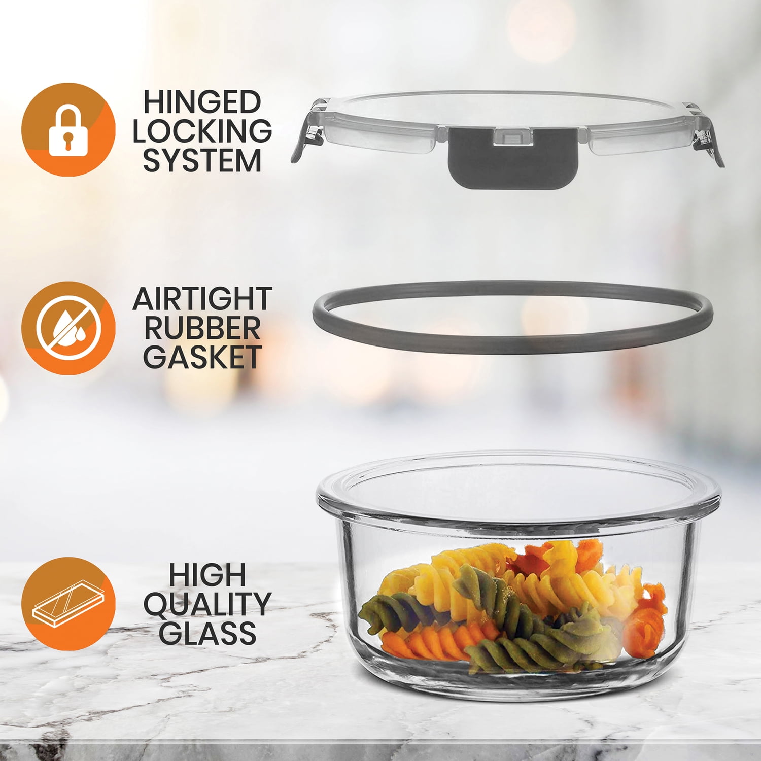 High Borosilicate Glass Food Container — NutriChef Kitchen