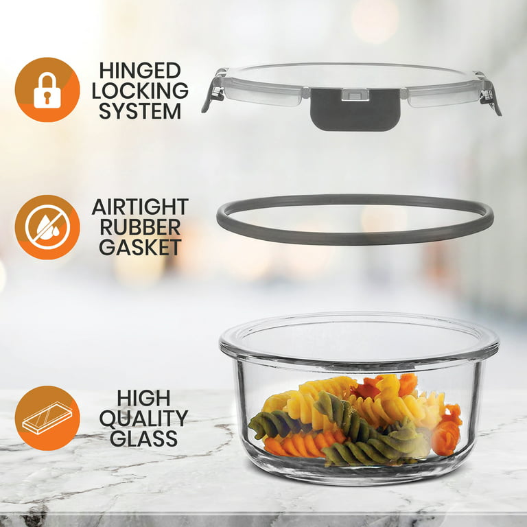 Zulay Kitchen Snap Lock Glass Food Containers - Gray - 1405 requests