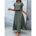 thumbnail image 5 of Women 2 Piece Outfits Skirt Set Summer Casual Cap Sleeve Crop Tops Maxi Dress Sets with Pockets Green S, 5 of 7