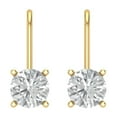 thumbnail image 3 of 2 Ct Round Cut Drop Dangle Clear Moissanite 14K Yellow Solid Solid Gold Everyday Dainty Earrings Lever Back, 3 of 7