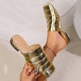 thumbnail image 2 of HAOTAGS Women Mule Slides Flat,Breathable Square Toe Pump Slide On Summer Shoes Gold 9, 2 of 9