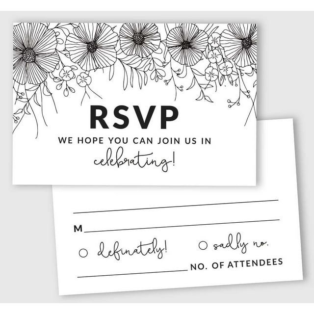Inkdotpot 50 Blank RSVP Cards,RSVP Postcards No Envelopes Needed,Floral Print Response Card,RSVP For Wedding,Baby Shower,Bridal Shower