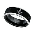 thumbnail image 2 of 8mm Masonic Symbol Tungsten Ring - Black Ion Plated Comfort Fit Tungsten Carbide Wedding Band - 2-tone Tungsten Anniversary Band - TN329s15, 2 of 3