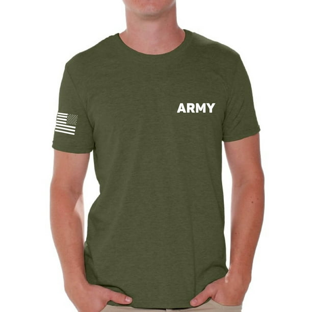 Awkward Styles Awkward Styles Army Tshirt For Men Army Shirt With Usa Flag On Sleeve Patriots Gifts For Him Military Army Shirt American Flag Sleeve Army T Shirt For Men Army