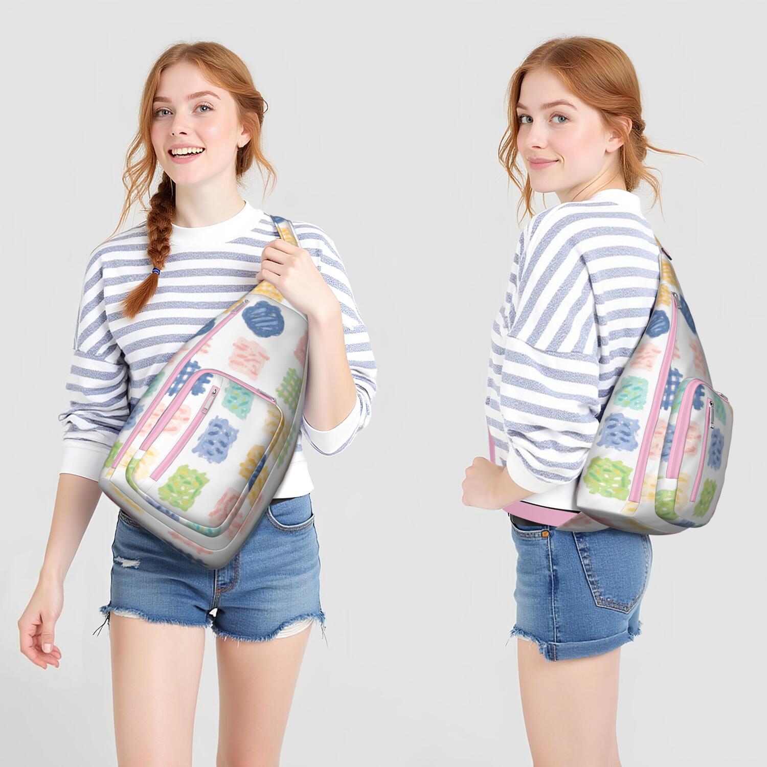 Rainbow Cartoon Sling Bag Lightweight Hiking Sling Pack for Cycling Mountain Climbing