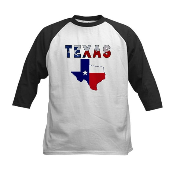 CafePress - Flag Map With Texas Kids Baseball Jersey - Kids Cotton Baseball Jersey, 3/4 Sleeve Shirt