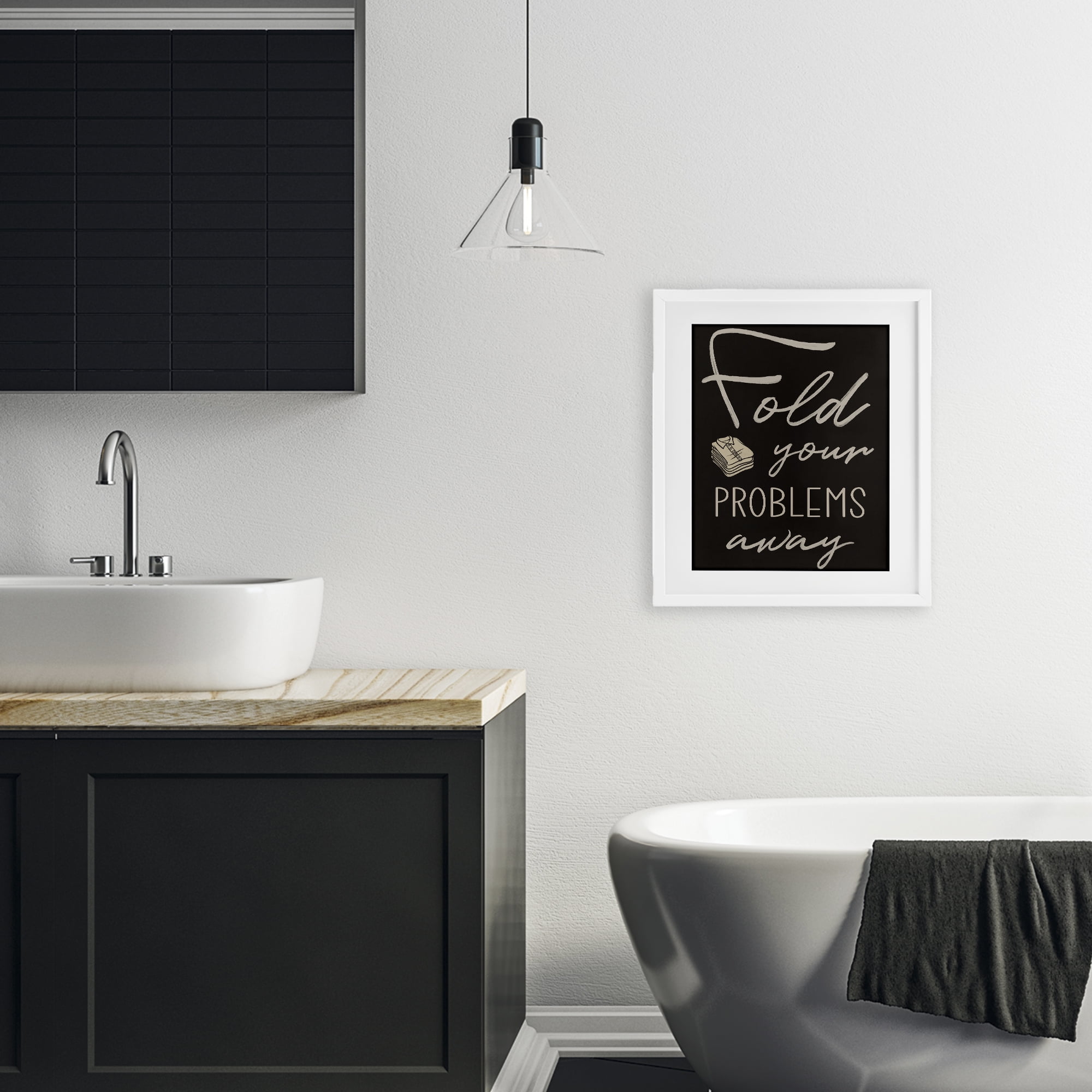Fold Your Problems Away White Framed Print Under Glass, design by Marcus Prime