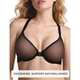 thumbnail image 5 of YANDW Women's Front Closure Sheer Mesh Bra Racerback See Through Unlined Plus Size Bralette Underwire, Black 34D, 5 of 7