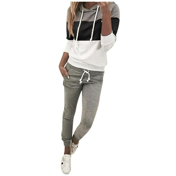 Wyzesi Shorts Suit Set Black Women Fashion Patchwork Hoodie Pocketed Long Sleeve Top Long Pant Playsuit Bodysuits for Women Black Women's Shorts Suit with Pockets Black