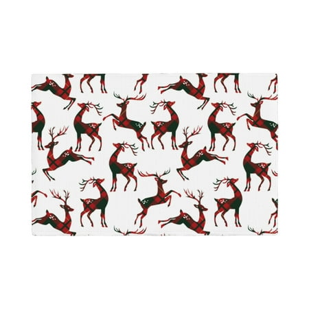

Placemats Set of 6 Christmas Plaid Moose Place mats for Dining Table Indoor/Outdoor Cute Heat Resistant Washable Table Mats(18 x 12 )