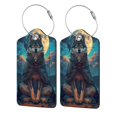 thumbnail image 5 of Rocae Starry Sky Moon Wolf Leader for Leather Luggage Baggage Tags ID Label Privacy Cover ID Label with Stainless Steel Loop and Address Card, 5 of 5