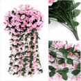 thumbnail image 4 of 2 racimos de pétalos de flores artificiales colgantes, flores artificiales colgantes de glicina para la decoración del hogar de la boda (rosa claro) Sincero Electrónica, 4 of 5