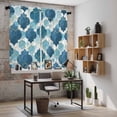 thumbnail image 5 of Blue Geometric Moroccan Kitchen Curtains 63 Inch Length, Abstract Blue Ombre Modern Tiers Curtains for Living Room Berdoom Bathroom, Light Filtering Drapes Window Treatment 2 Panels 42"Wx63"L, 5 of 8