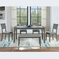 thumbnail image 2 of 6 Piece Kitchen Dining Set, Rectangular Wooden Dining Table with 4 Upholstered Chairs and A Bench, Dining Table Set for 6 People, Living Room, Home Bar and Kitchen, 2 of 12