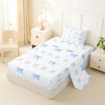 thumbnail image 2 of Manfei Blue Ribbon Bowknot Twin Sheet Sets 3pcs for Kids Teens,Kawaii Bow Plaid Bedding for Girls,Breathable Home Decor, 2 of 5