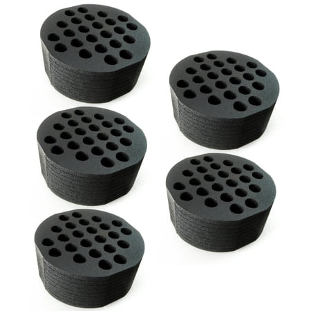 Polar Whale 5 Test Tube Racks Black Foam Round Shaped Holder Storage Organizer Stand Transport Holds 24 Tubes Fits up to 20mm Diameter