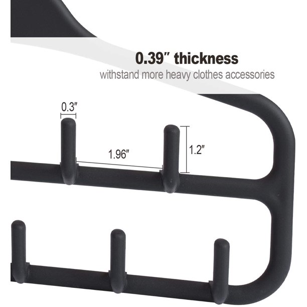 Soporte De Pared Para Cinturones - 2 Piezas Con 24 Ganchos Giratorios De Metal, Madera Negra, Organizador De Armario