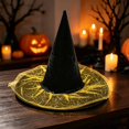 thumbnail image 5 of XIAOCHA Womens Sparkly Halloween Witch Hat Mesh Wizard Hat Role Playing Party Headwear,Yellow, 5 of 5