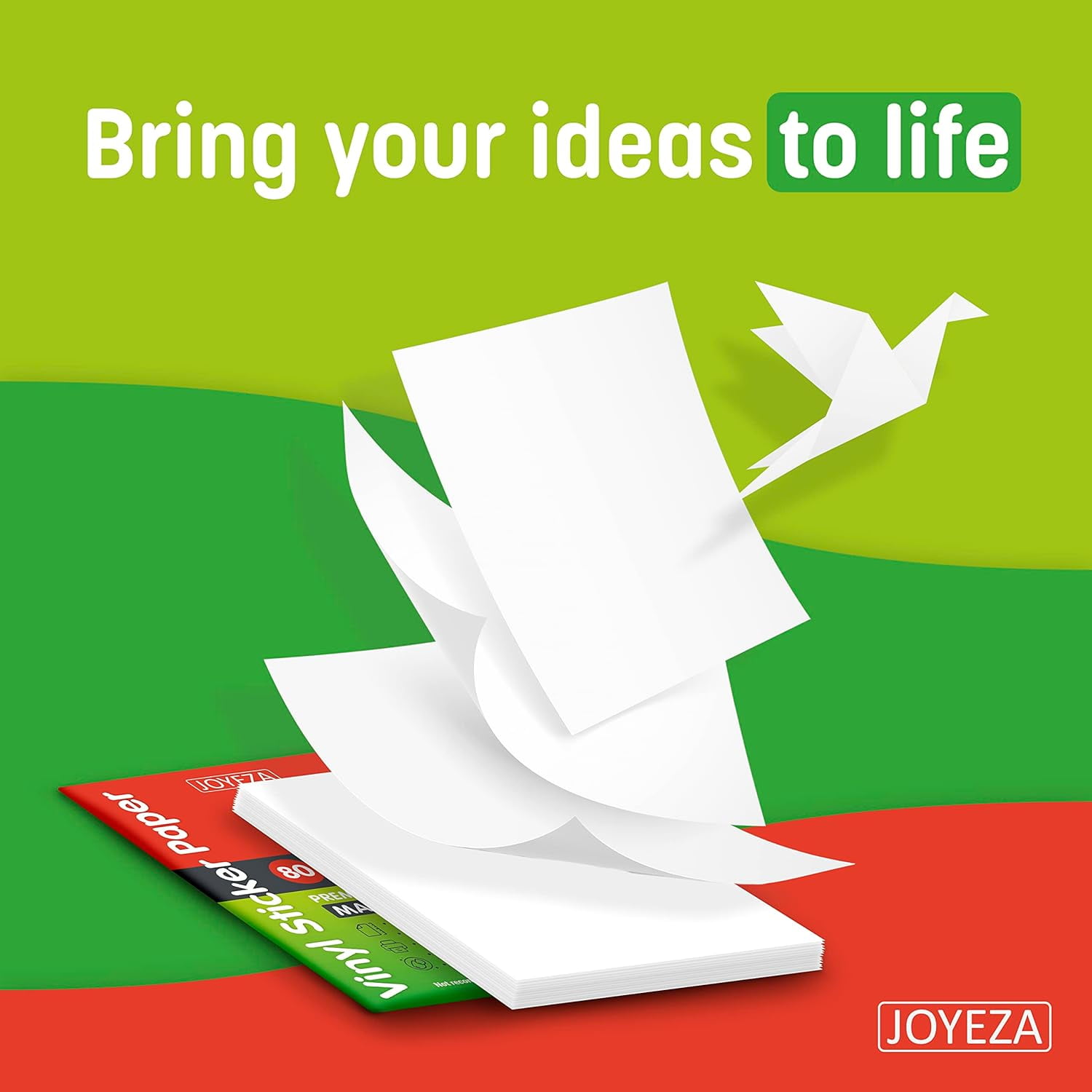 JOYEZA Inkjet Printable Vinyl Sticker Paper, 8.5 x 11 in, White, 80 Sheets