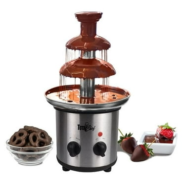 Total Chef 3 Tier Chocolate Fountain - Electric Fondue Machine, 1.5 Lbs Capacity, Hot Dark Dipping Chocolate For Party, Wedding & Events, Stainless Steel