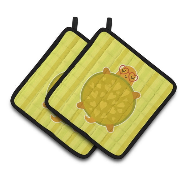 Turtle with Glasses Pair of Pot Holders