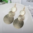 thumbnail image 2 of Grandest Birch Women Exaggerated Three Layers Round Pendant Dangle Hook Earrings Alloy Gold, 2 of 5