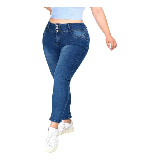 Pantalon De Mezclilla Dama Corte Colombiano Talla Extra S-53