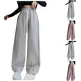 thumbnail image 4 of Qingpeng Girl's Wide Leg Sweatpants Elastic High Waist Loose Sweat Pants Straight Leg Drawstring Trousers with Pockets, 4 of 4