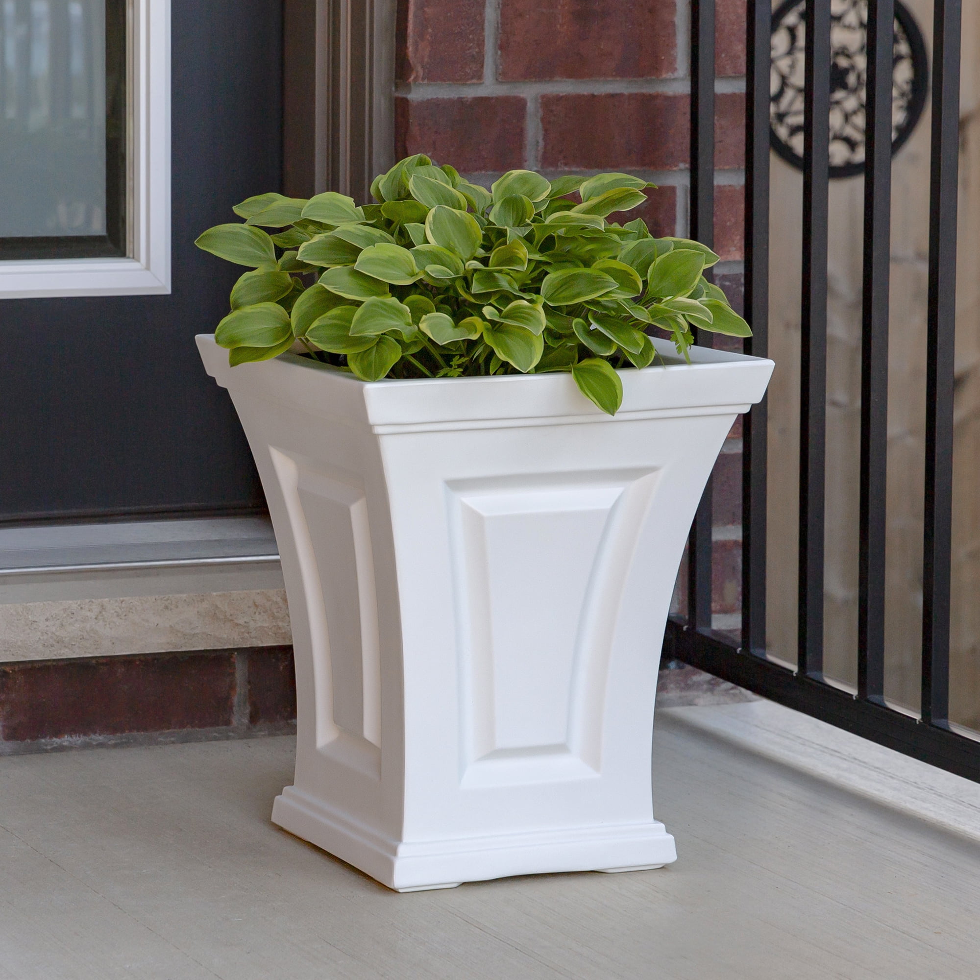 Mayne Cambridge 15"x 15"x 18" Tall Square White Self-Watering Polyethylene Planter