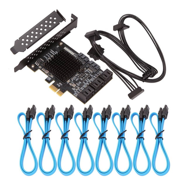 Tarjeta PCIE SATA de 8 Puertos, Tarjeta PCIe SATA 3.0 de 6 Gbps, Tarjeta de ExpansióN de Controlador PCIe una SATA, Compatible con 8 Dispositivos SATA 3.0