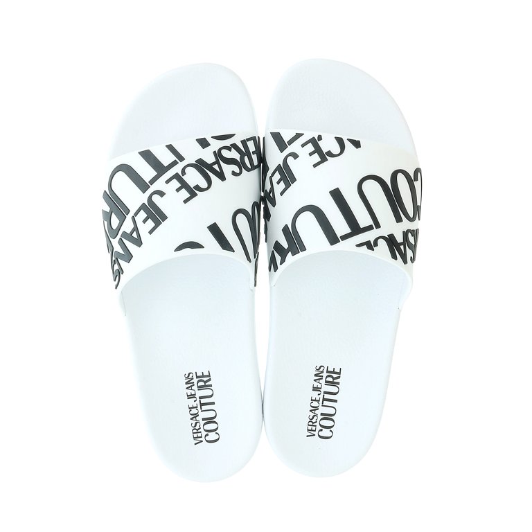 Versace Jeans Couture Slides Men Size 8 Versace Jeans Couture Mens White Signature Pattern Pool  main image 3