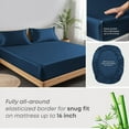 thumbnail image 3 of 100% Bamboo Split King Sheet Set - Ultra Soft, Breathable & Cooling, Ideal for Hot Sleepers, 16" Deep Pocket, Hotel Luxury Bedding (Navy Blue), 3 of 8