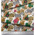 thumbnail image 3 of Soimoi Brown Cotton Duck Fabric Tropical Leaves & Wild Animal Decor Fabric Printed BTY 56 Inch Wide, 3 of 3