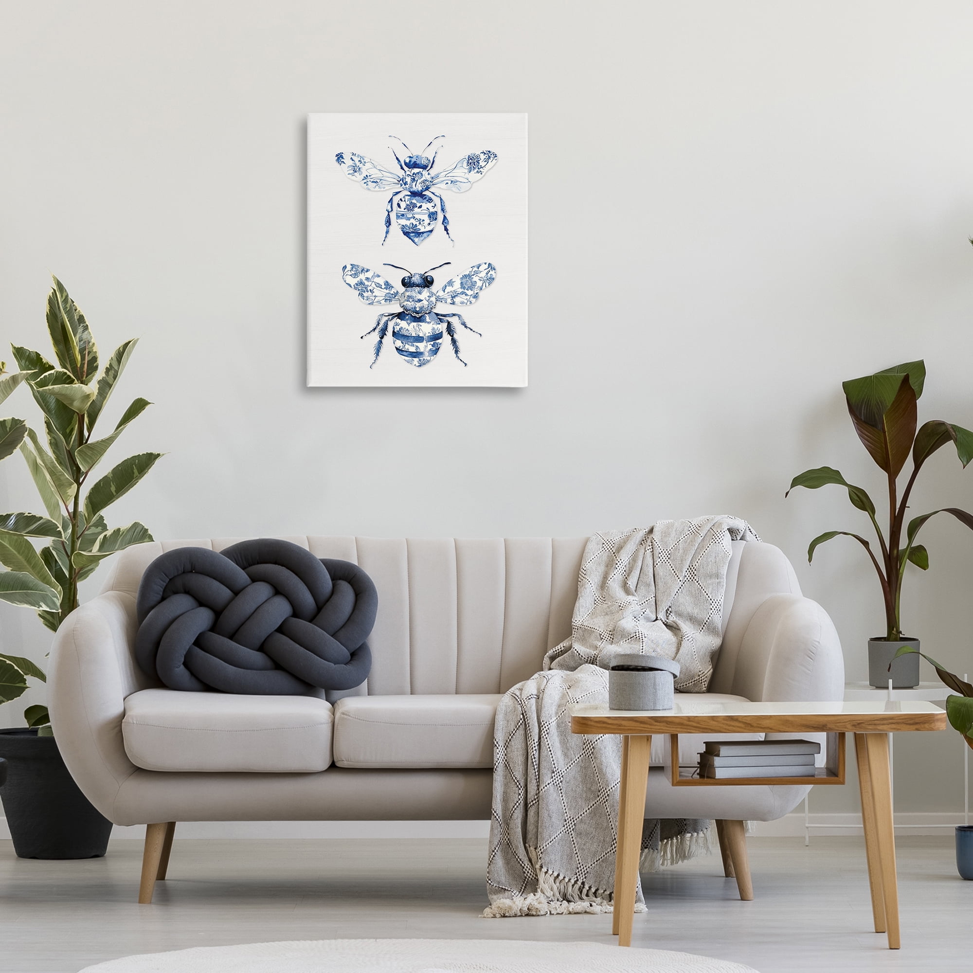 Toile Patterned Bees Canvas Wall Art, design by Lettered and Lined