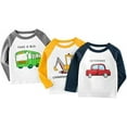 thumbnail image 2 of YOUI-GIFTS Infant Toddler Boys Graphic Long Sleeve T-Shirts Kids Little Boys Dinosaur Truck Stripes Tees Tops Autumn Spring, 2 of 2