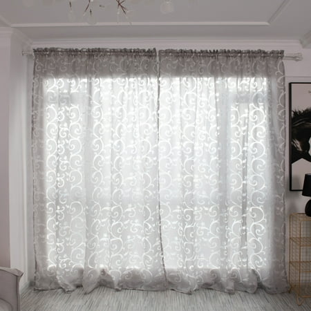 1pcs Luxury Floral Sheer Tulle Net Curtain Panels, Voile ...