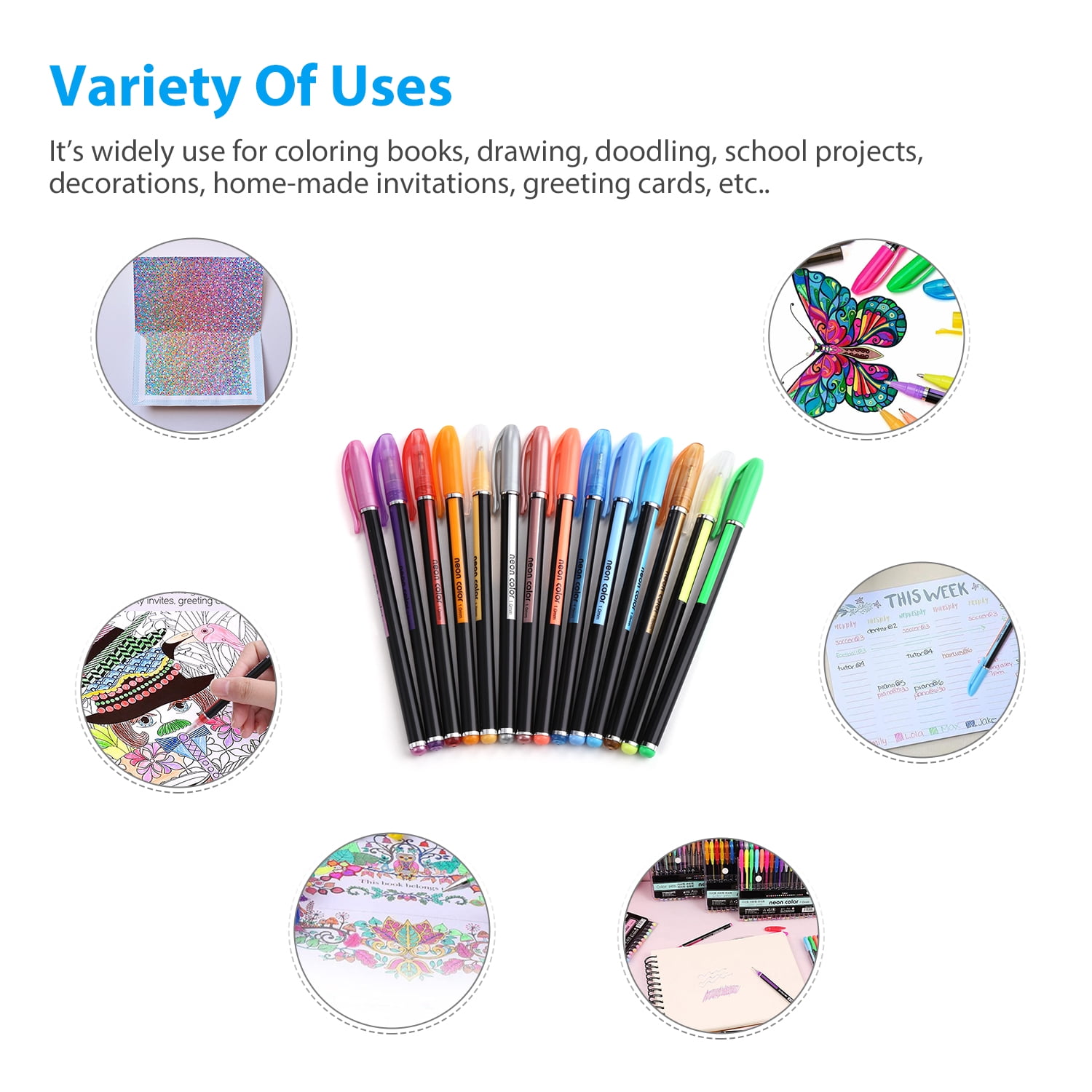 New ColorIt 48 Glitter Gel Pens Set